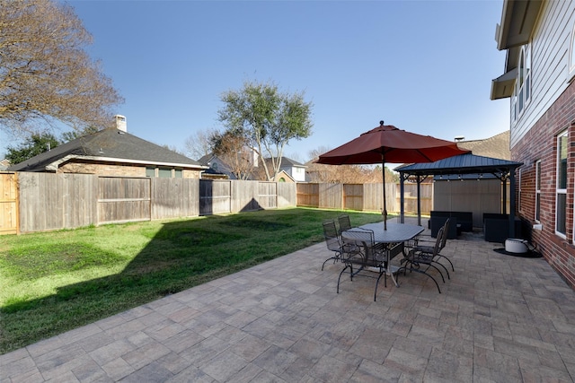 view of patio featuring a gazebo