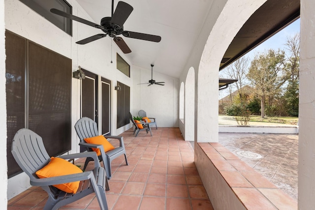 view of patio featuring a ceiling fan