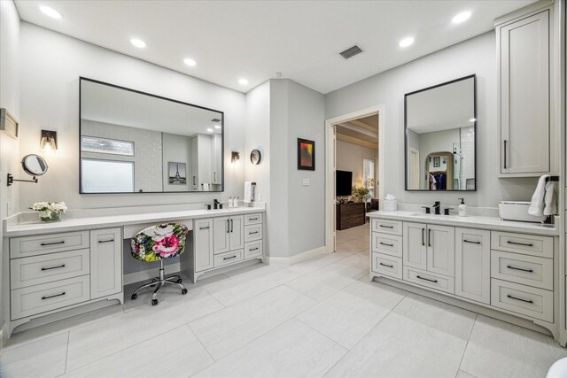 bathroom featuring vanity and tile patterned floors