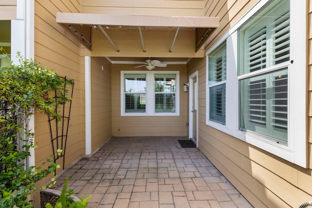 view of patio / terrace with ceiling fan