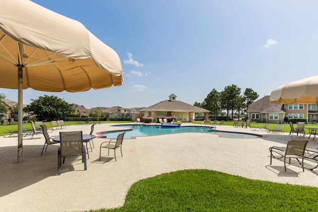 view of pool featuring a patio area