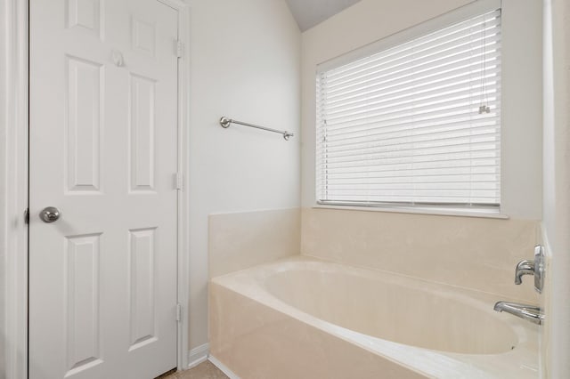 bathroom with a tub and a wealth of natural light