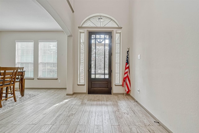 foyer entrance featuring light hardwood / wood-style floors