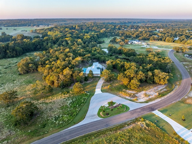 view of aerial view at dusk