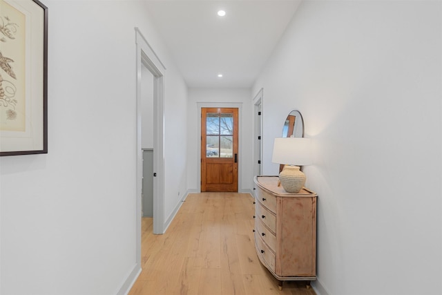 corridor featuring light wood-type flooring