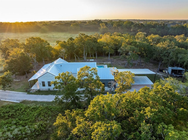 view of aerial view at dusk