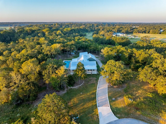 view of aerial view at dusk