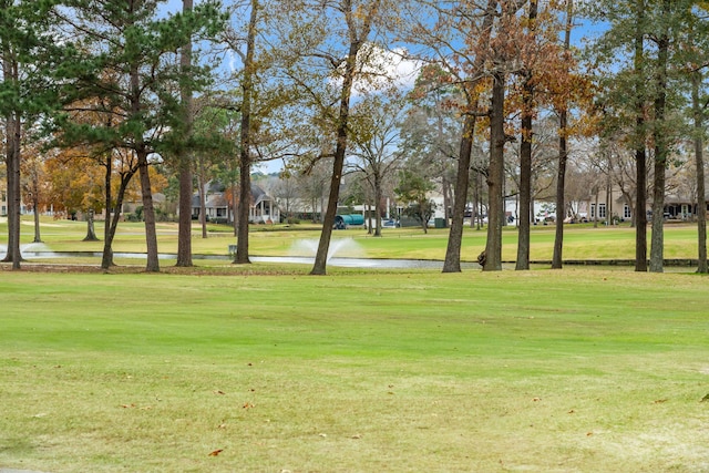 view of home's community featuring a water view and a yard