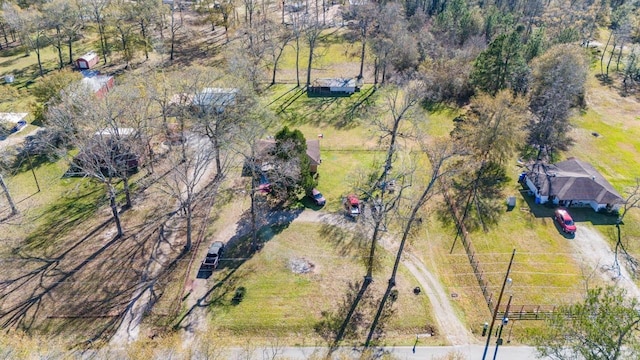 birds eye view of property featuring a rural view