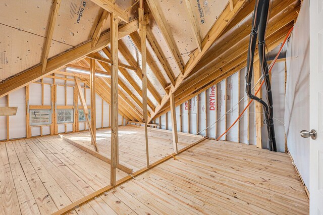 view of unfinished attic