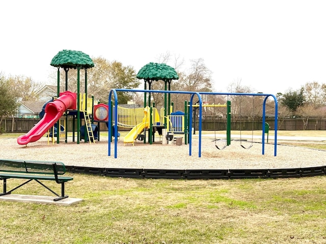 view of play area featuring a lawn