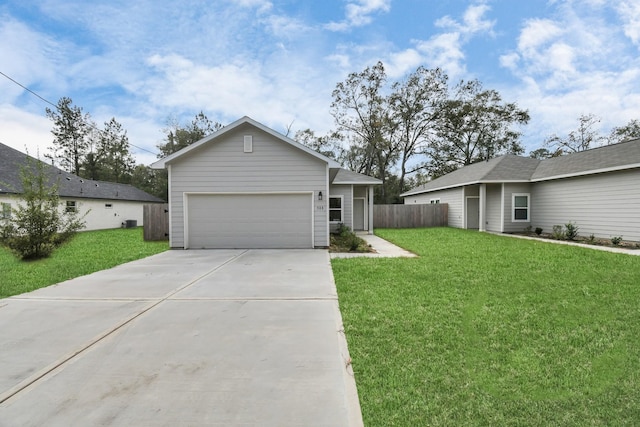 ranch-style home with a front lawn