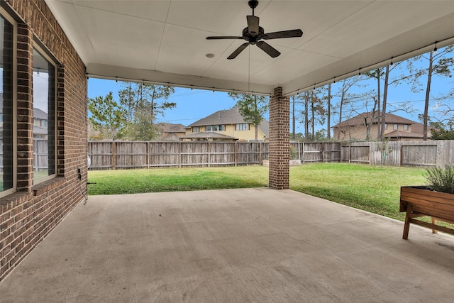 view of patio / terrace featuring ceiling fan