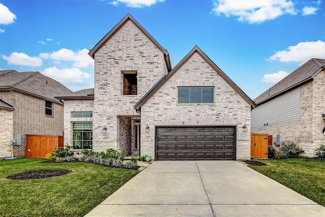 view of front of home featuring a garage and a front yard