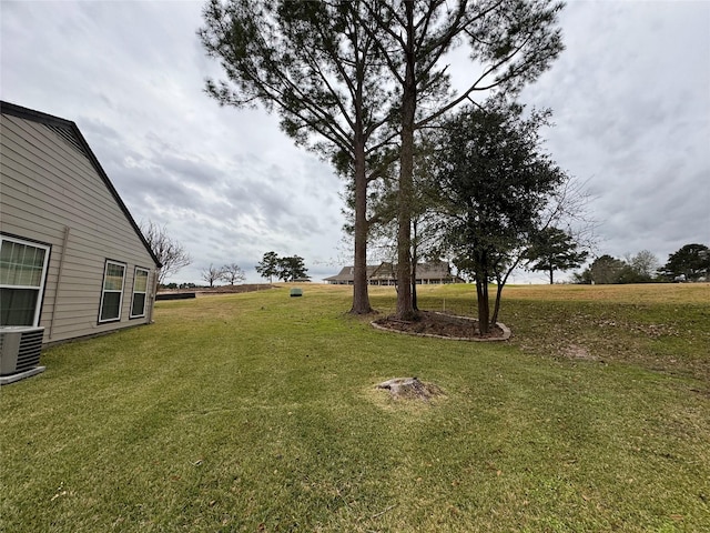 view of yard featuring central AC