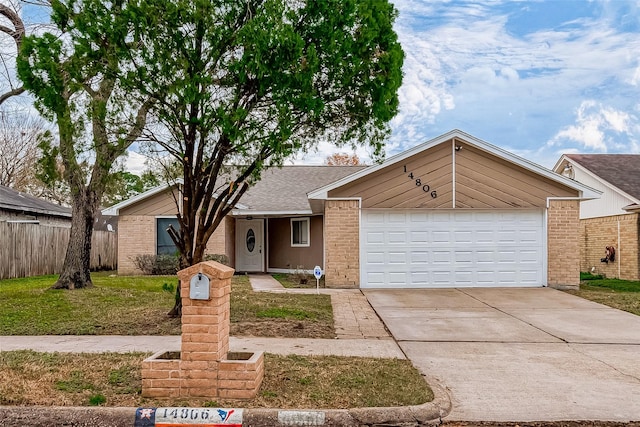 single story home with a garage