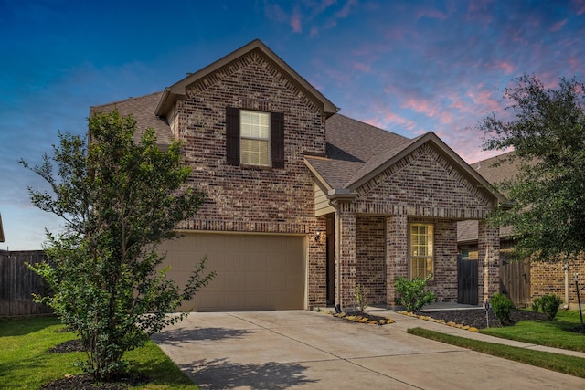 front of property featuring a garage