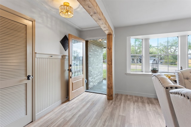 doorway featuring light wood-type flooring