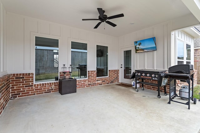 view of patio / terrace with ceiling fan