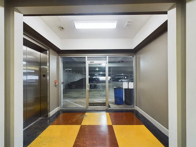 interior space with elevator