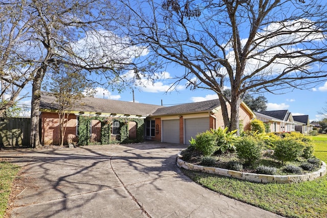 single story home with a garage