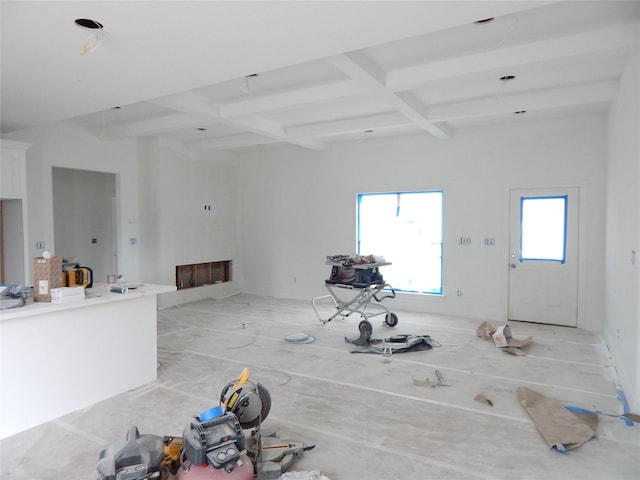 interior space featuring beamed ceiling