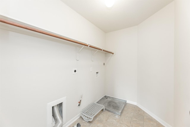 clothes washing area with washer hookup, hookup for a gas dryer, and hookup for an electric dryer