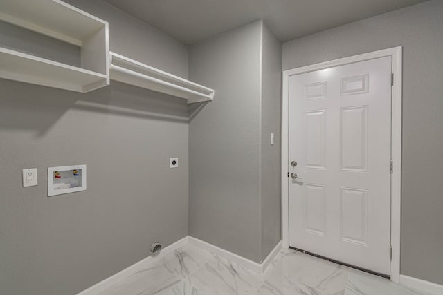 clothes washing area with hookup for a washing machine and hookup for an electric dryer