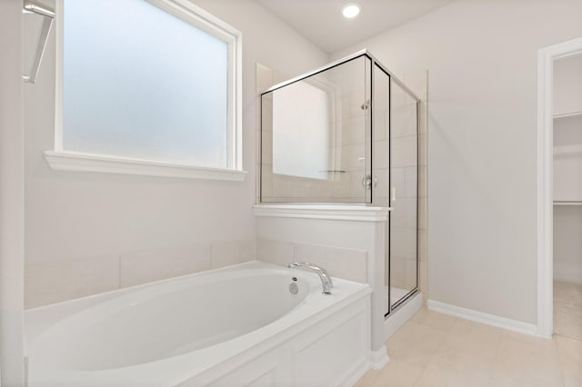 bathroom with independent shower and bath