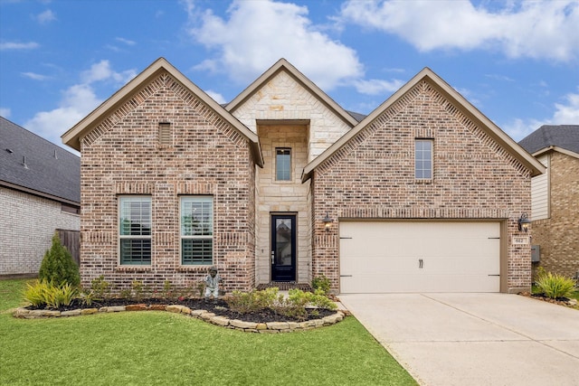 front of property with a garage and a front yard