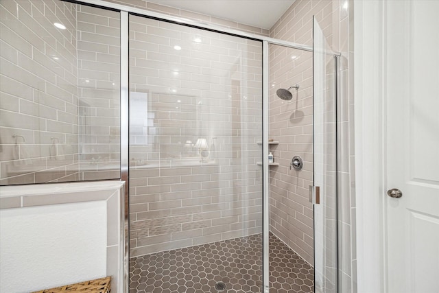 bathroom featuring walk in shower