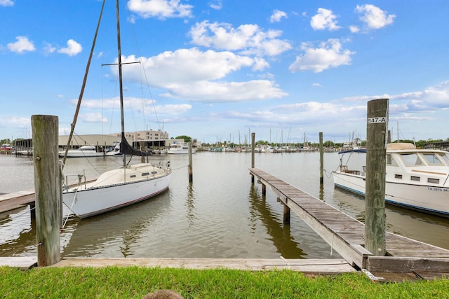 dock area featuring a water view