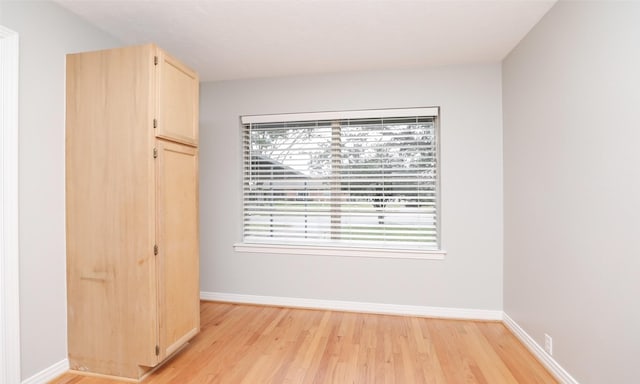 empty room featuring a healthy amount of sunlight and light hardwood / wood-style floors