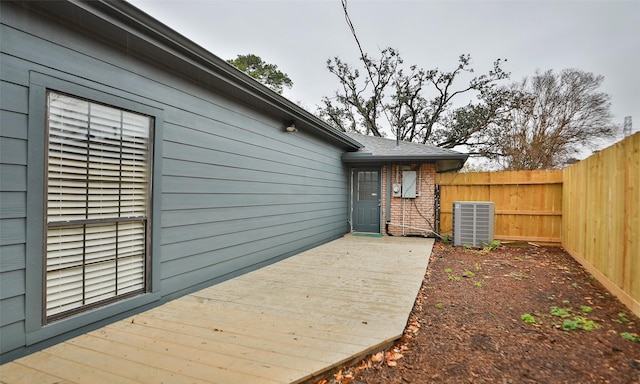 wooden terrace with cooling unit