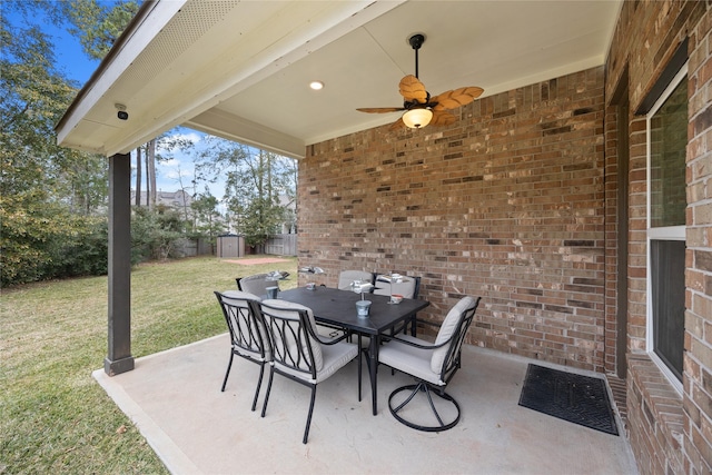 view of patio / terrace with ceiling fan