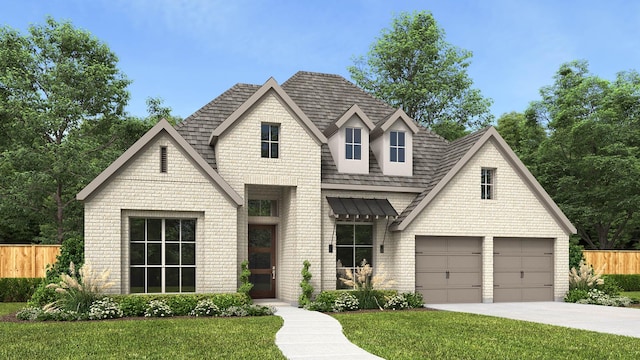 view of front facade featuring a garage and a front yard