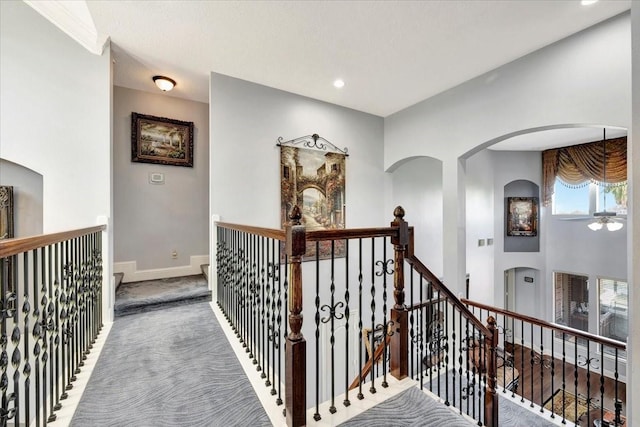 hallway with carpet flooring