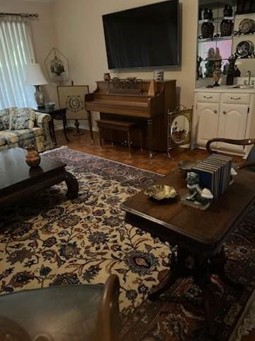 living room with wood-type flooring