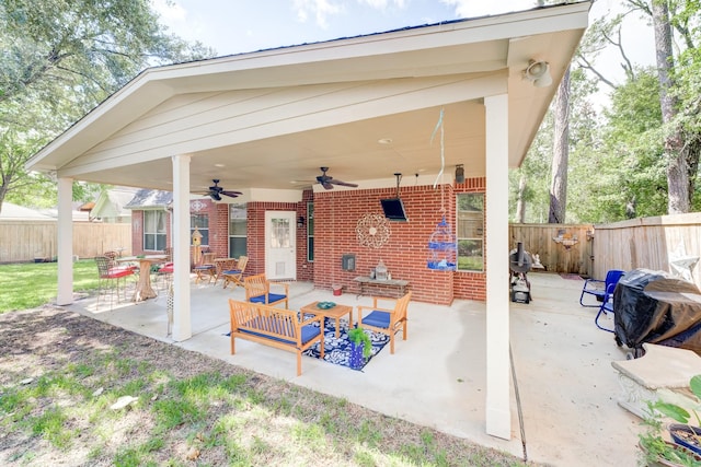 view of patio / terrace with ceiling fan