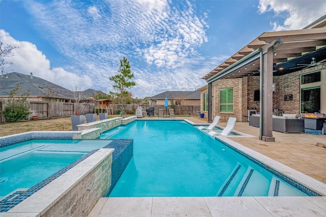 view of swimming pool featuring outdoor lounge area and a patio area