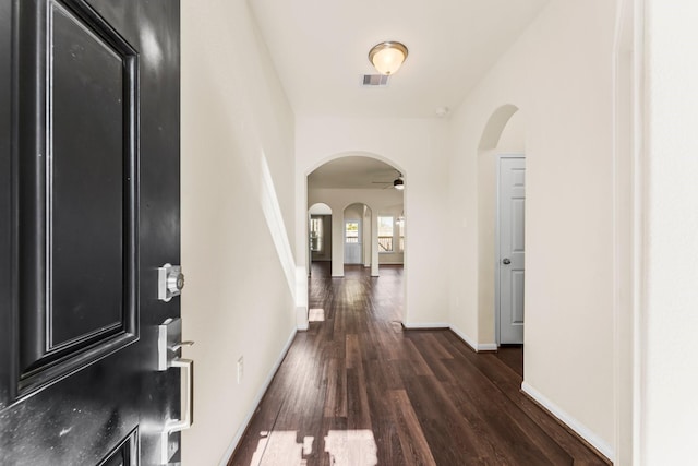 entryway featuring dark wood-type flooring