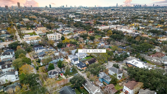 view of aerial view at dusk