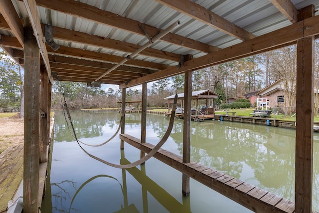 dock area featuring a water view