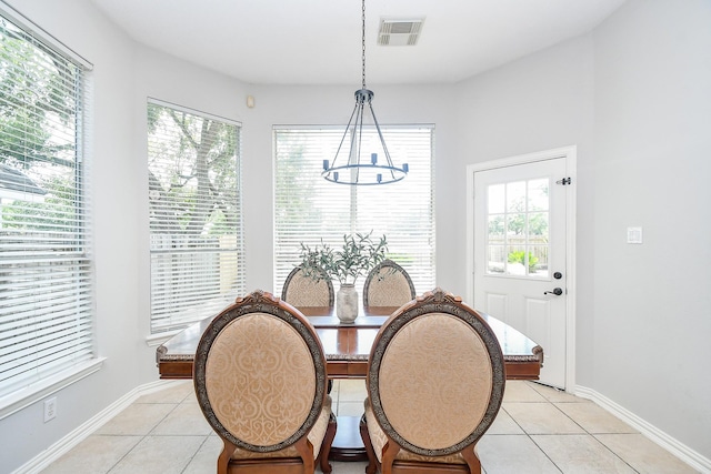 dining room with light tile patterned floors