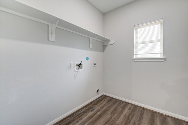 washroom featuring hookup for a washing machine, dark hardwood / wood-style flooring, and hookup for an electric dryer