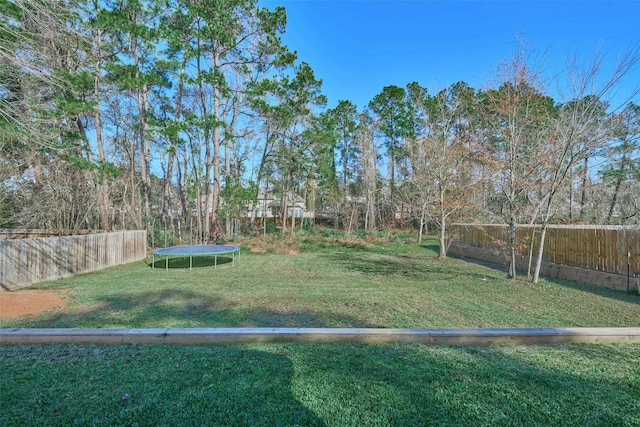 view of yard featuring a trampoline