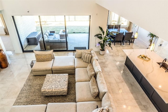 living room featuring a wealth of natural light