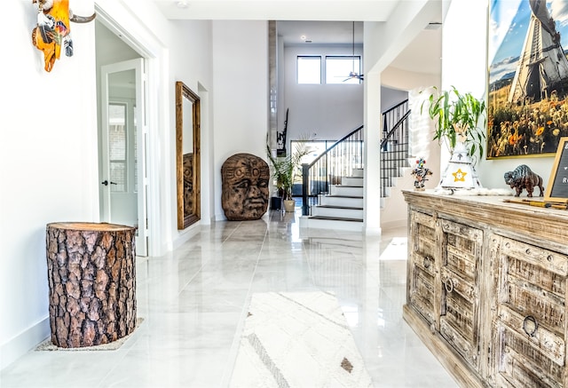 foyer with a high ceiling