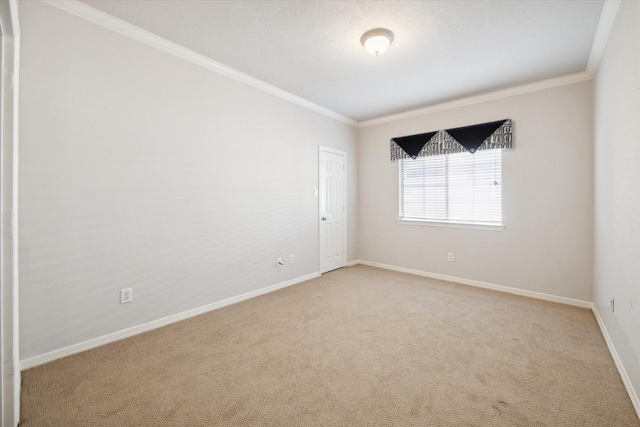 carpeted empty room with crown molding