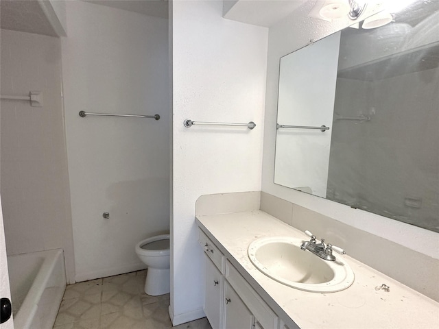 full bathroom with vanity, toilet, and independent shower and bath